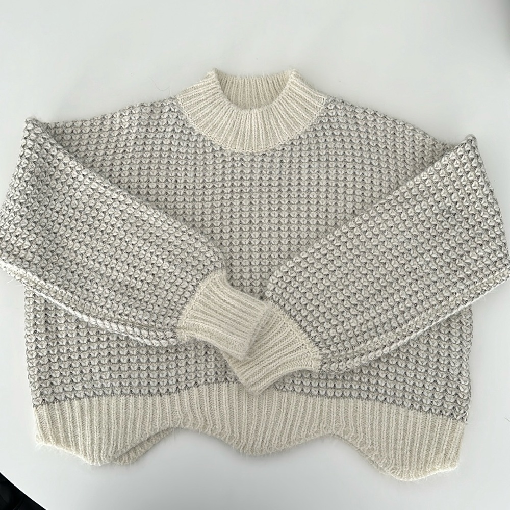 FRNCH Knit Sweater • Cream and Silver • Size S/M • Amazing Condition!